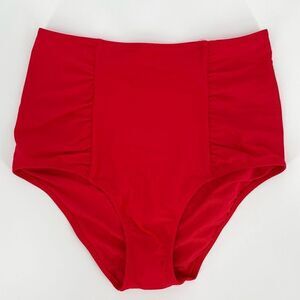 Aerie High Waisted Full Coverage Swimsuit‎ Bottoms Women Small Red NWT